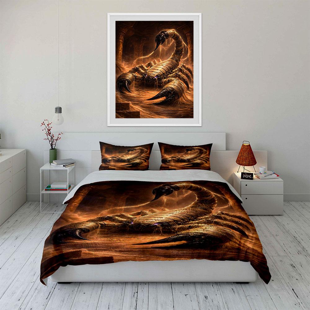 Golden scorpion on ruins. Bedding sets Duvet cover sets Duvet covers Pillowcases(1 * Duvet Cover 2 * Pillowcases, without duvet insert)