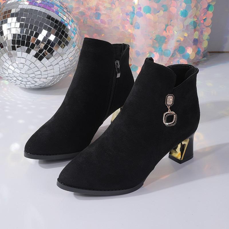 Autumn and winter new fashion boots women's suede boots versatile velvet red high-heeled matte fashion boots mother shoes