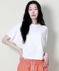 Deumakeu Solid Semi-Crop French Half-Sleeve T-Shirt Ivory