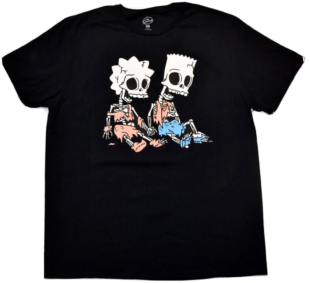 The Simpsons Mens Bart & Lisa Simpson Skeletons Funny Black Shirt New S-XL