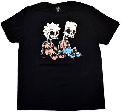 The Simpsons Erkek Bart & Lisa Simpson İskeletleri Komik Siyah Tişört Yeni S-XL