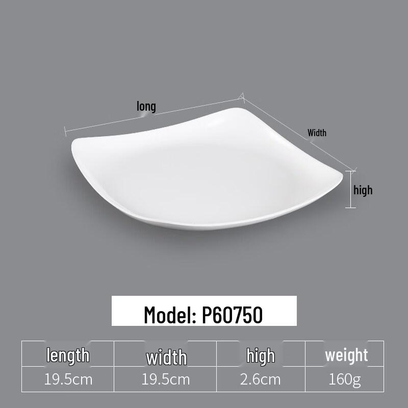 White Melamine Square Divided Plate Set