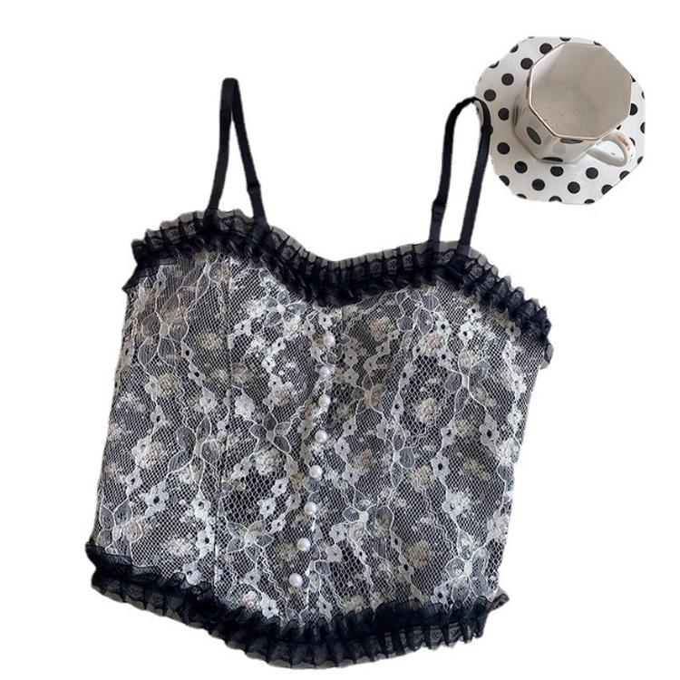 Spicy Girl Lace Camisole: Sexy French Wrap Lingerie with Beautiful Back Design for Summer