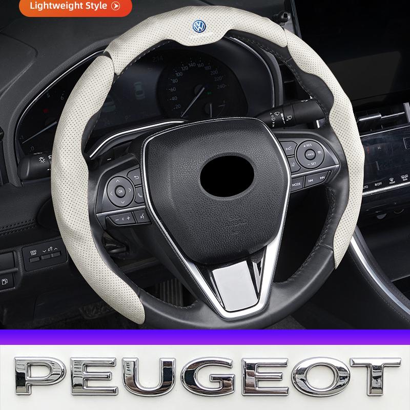 Car Steering Wheel Cover Breathable and Anti Slip Leather Handle Cover Valve Cap For VW Golf Amarok T5 Phaeton Teramont ID3 Tig