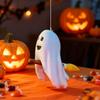 Halloween Ghost Figurine Cute Small Ghost Riding Broom Statue Mini Plastic Ghost Halloween Tabletop Decor for Tiered Tray Bookshelf Desk Decor
