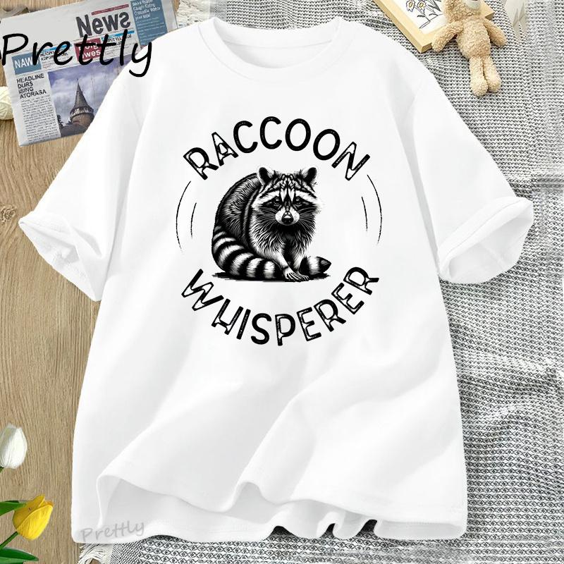 Funny Animal Lover T Shirt Raccoon Whisperer Wildlife TShirt Casual Oneck Round Collar ShortSleeve Couple White Top Tees