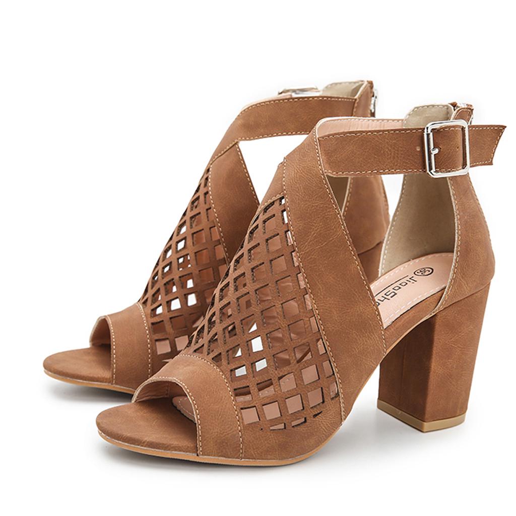 

Летняя модная обувь для женщин, женская обувь с полой молнией, сандалии с открытым носком 43 коричневый