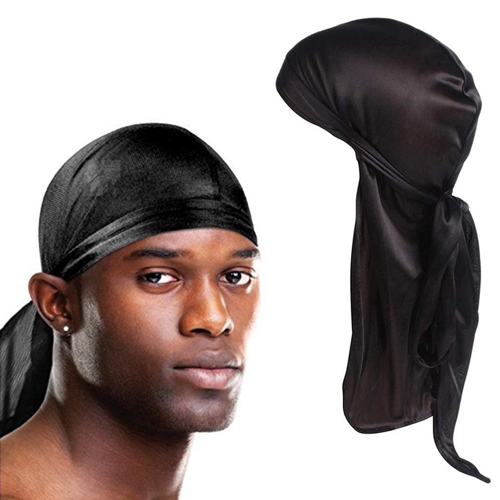 Unisex Adult Long Tail Satin Doo Rag Durag Bandanas Cap Pirate Hat Turban Men Hip Hop Headband Biker Headwrap Women Headwear
