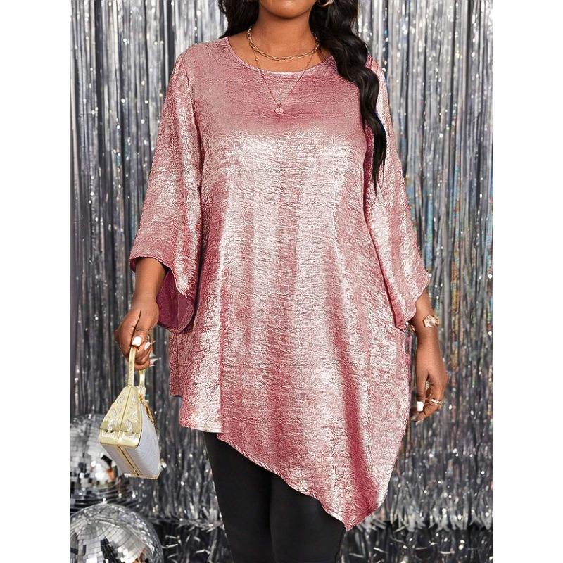 IHUASU Moda Donna Casual Stampa Colore Unico Maniche 3/4 Scollo O Camicette & Camicie