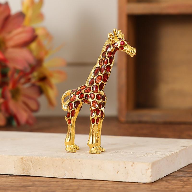 Giraffe Ring Stand Small Figurine Bedroom Diamond-encrusted Decorative Jewelry Box Home Decoration Craft Gift