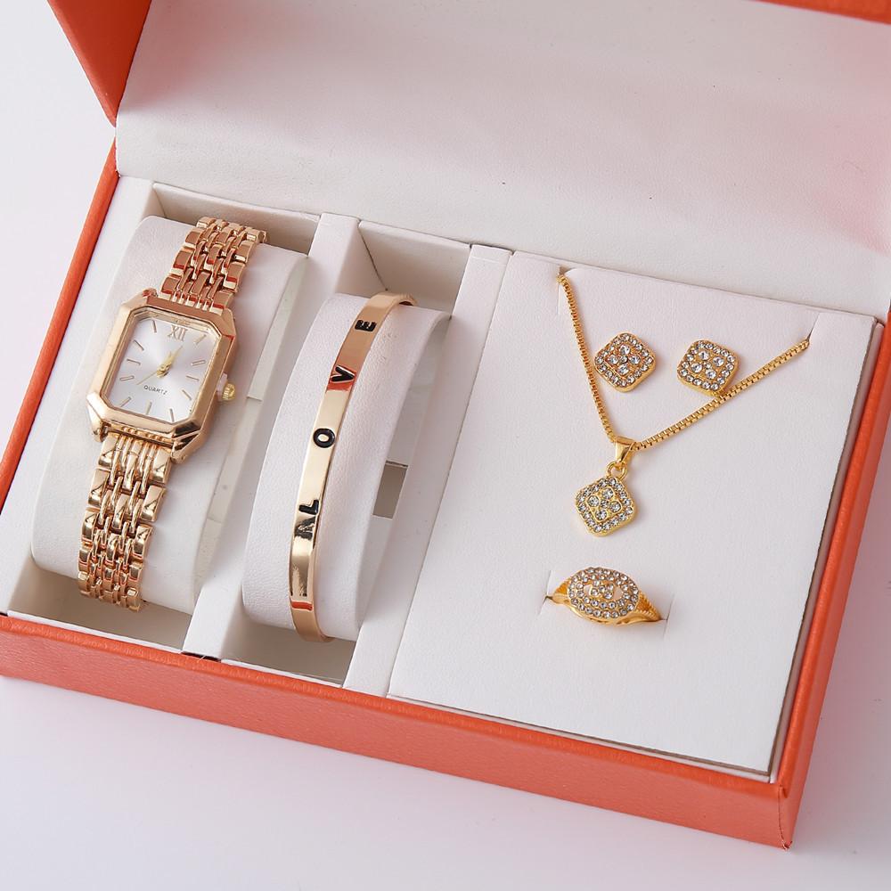Minimalist and Niche Big Brand Fashionable Women's Watch Jewelry Set Quartz Gold Bracelet Watch