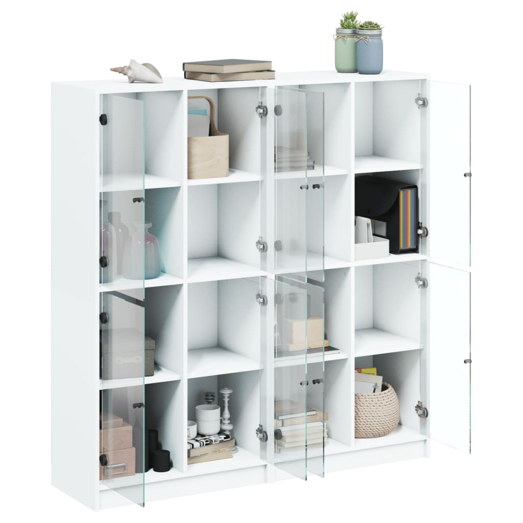 Vidaxl Biblioteczka Z Drzwiczkami, Biała, 136X37X142 Cm