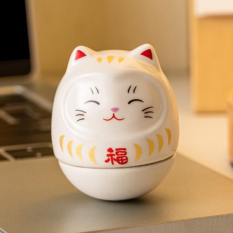 

Керамическая статуэтка Дарума, стакан Дарума, поделки в японском стиле, кошка, приносящая удачу, украшение для ландшафта, домашний декор, аксессуары, подарки белый