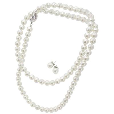 Pearl Necklace 8mm 80cm White Silver Black Natural with Case Shell Pearl Pearl Wedding Ceremony Graduation Ceremony Entrance Ceremony Flower Bead