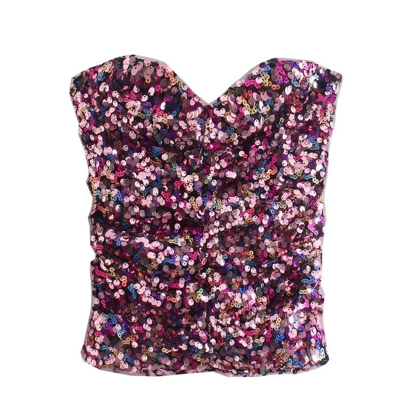 Zbzr Spring New Arrival Women's Clothing with Puff On the Tree Tube Top Stylish Sequin Short Version Tops 07969268620