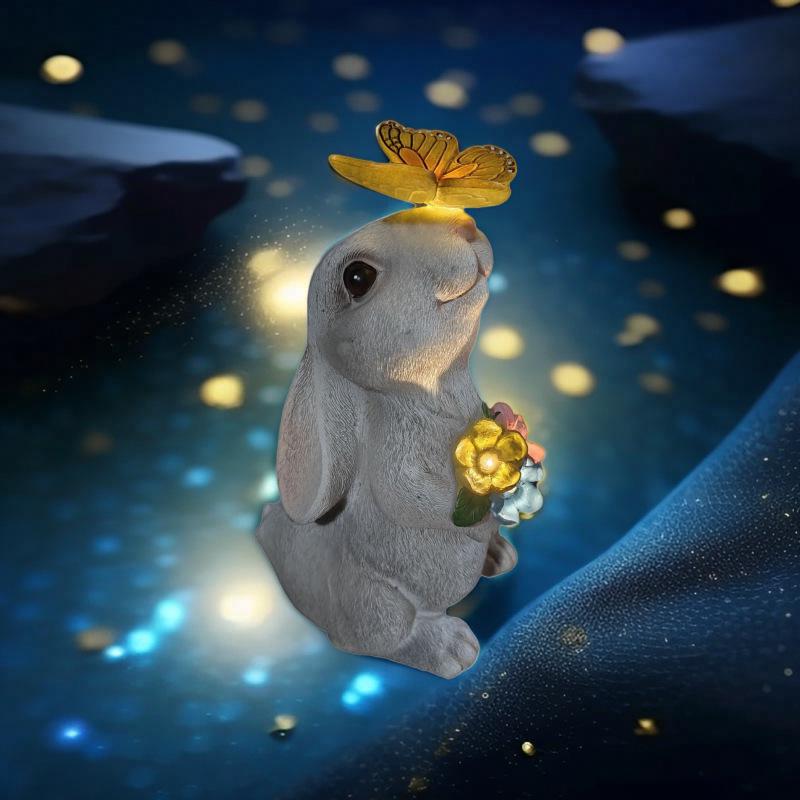 Solar Rabbit Statue: Creative Cartoon Garden Ornament for Courtyard Landscaping