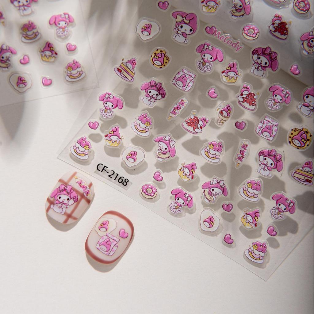 Cyansea Hot Selling Sanrio Melody Princess Embossed Nail Art Stickers