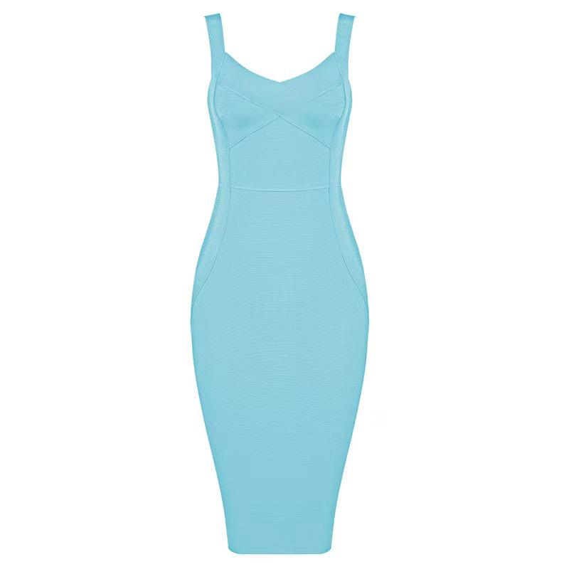 Gold Spaghetti Strap Bodycon Dress, High Waist Evening Wear