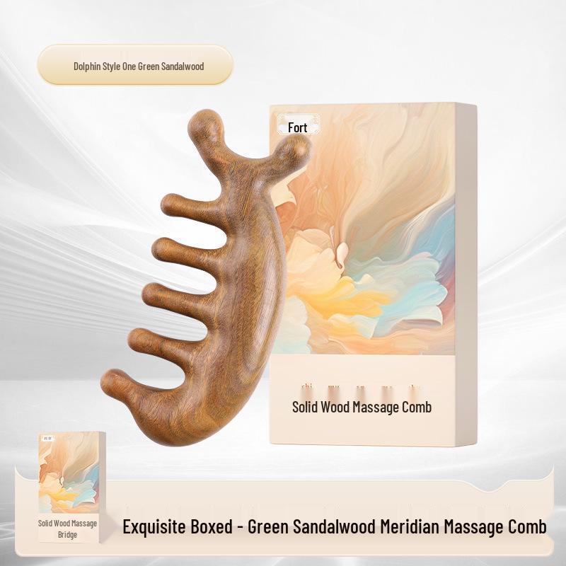 Rosewood Meridian Massage Comb for Face and Scalp Therapy, Unisex, Natural and Paint-Free