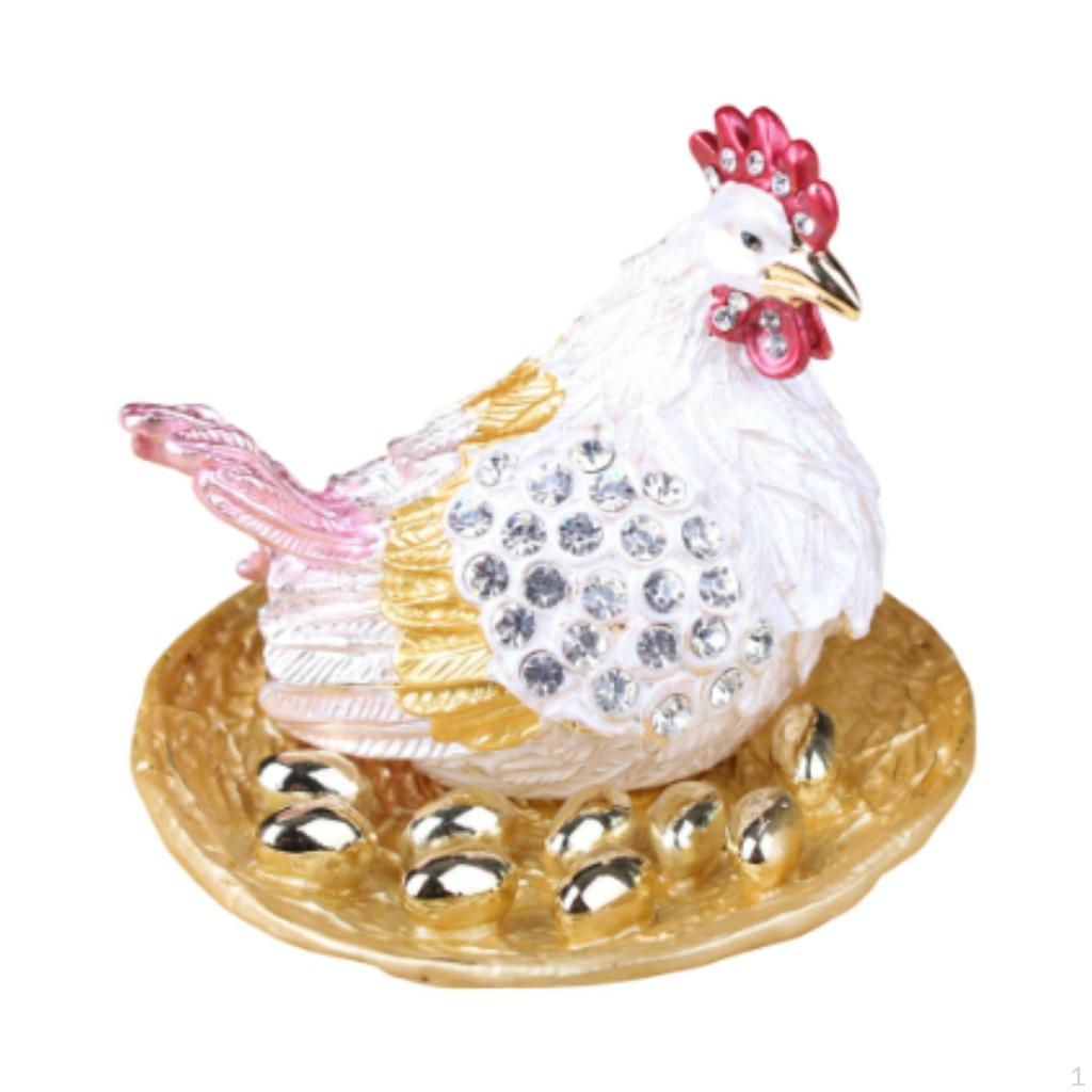 Chicken Figure Nist Hen Statue of Unique Classic Jewelry Organizer Chickens Ornament for Garden Home