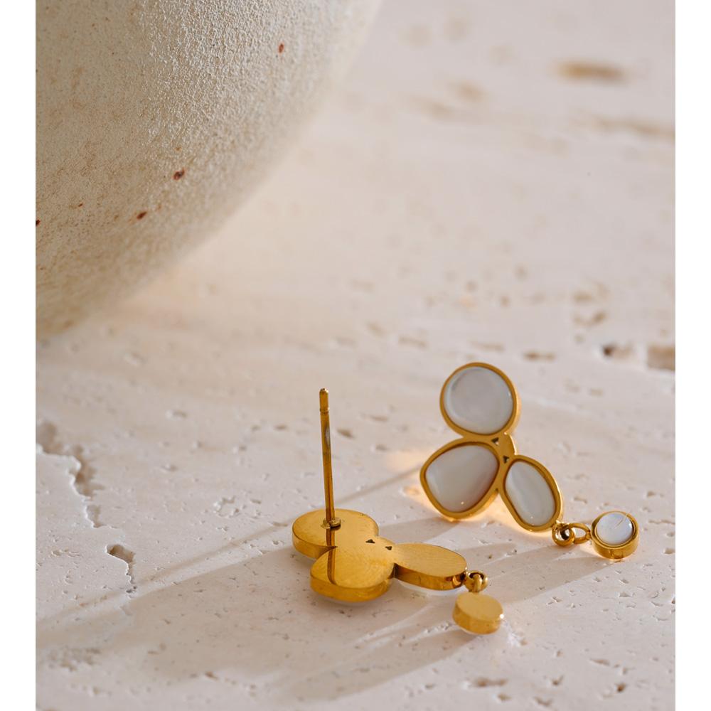 Yhpup Exquisite Gift Fashion Stainless Steel Thick Shell Flower Small Drop Earrings 18K Golden PVD Plated Trendy Fashion Jewelry