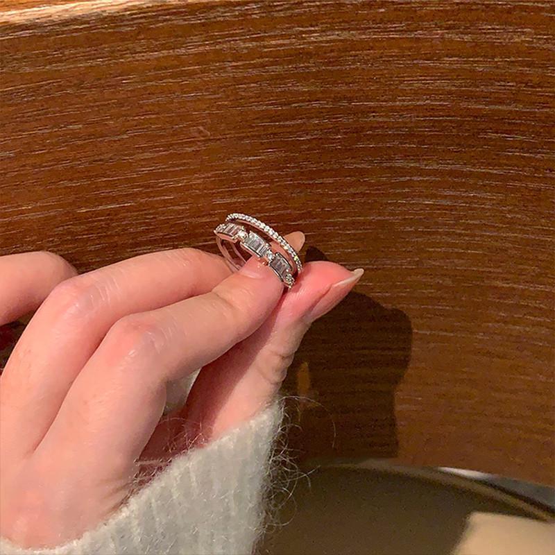 

Элегантное женское кольцо с цирконом, двойное, регулируемое - Модный роскошный дизайн для указательного пальца