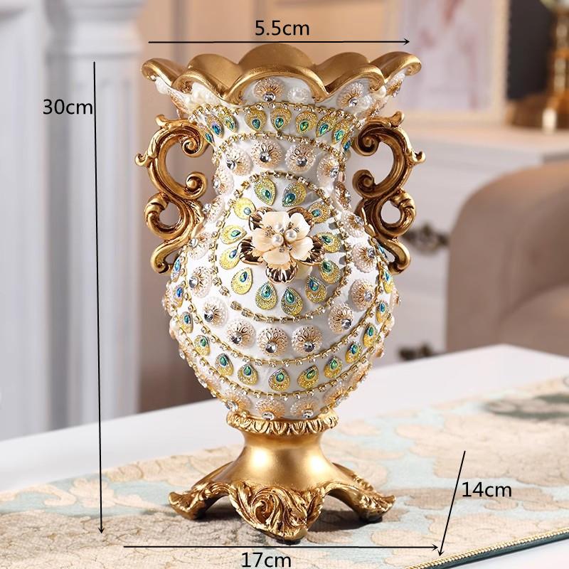 European Retro Resin Double Ear Vase, Three-dimensional Dried Flower Arrangement, Living Room, Office Decoration, Home Decor