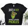 Just A Boy Who Loves Pickles T Shirt Funny Cartoon Pickle Kids Cucumber Lover Boys Birthday Christmas Casual Top Vintage Soft