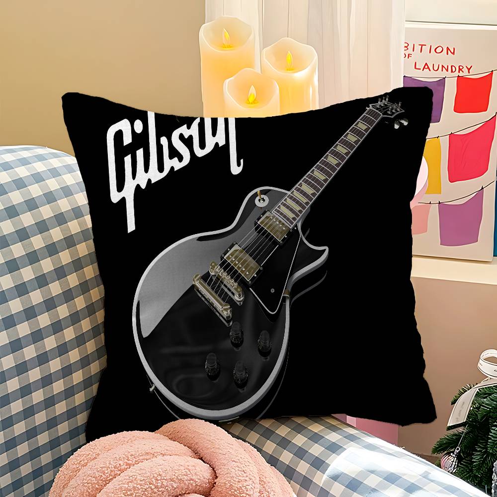 Gibson Guitar Logo Cushion Cover Pillowcase Upholstery Sofa Throw Pillow Home Decor Pillowcas