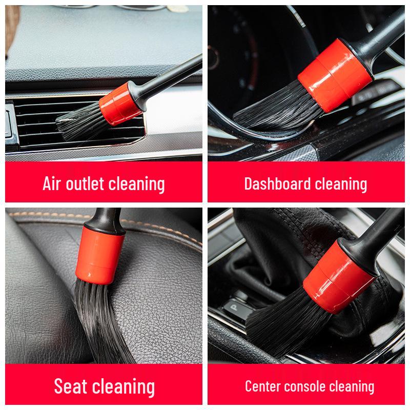 Soft Bristle Detail Brush Set - 5-Piece Car & Motorcycle Cleaning Tool Kit
