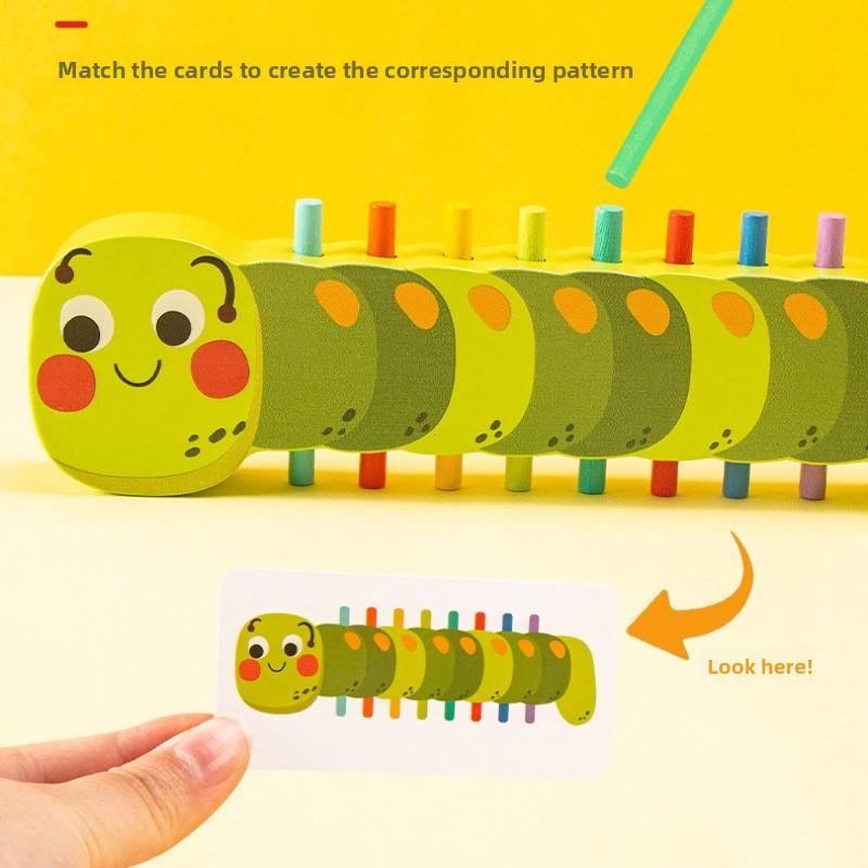 High-Standard Wooden First-Class Caterpillar Superior-Grade Color Top-Grade Matching First-Class Game First-Class Montessori First-Class
