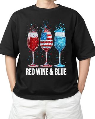 4th Of July Wine Glasses Red White Blue Patriotic For Adult S-4XL T-Shirt