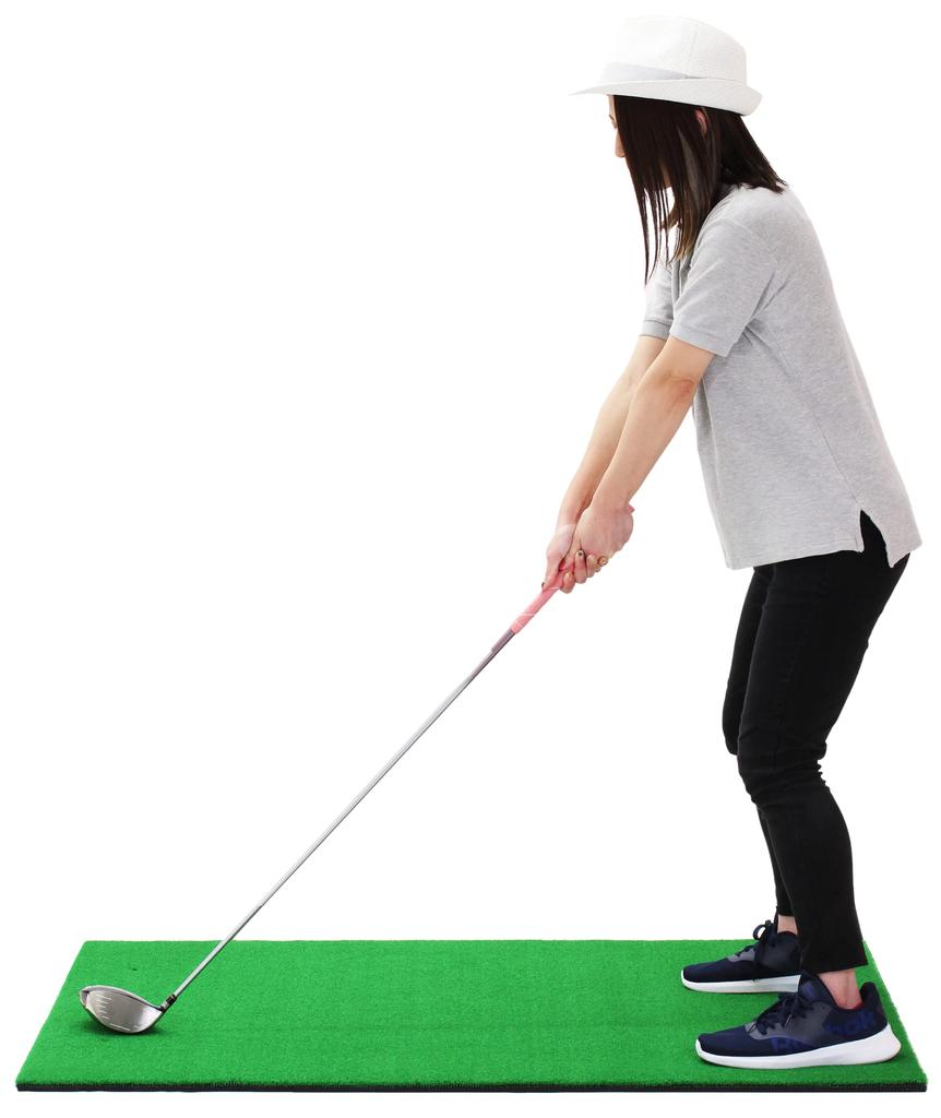 Golf Style Large Golf Mat, OutdoorIndoor Use, for Practice Swings, Driver Practice, Artificial Turf (SBR), 100 x 130cm, Includes Golf Tees and Golf