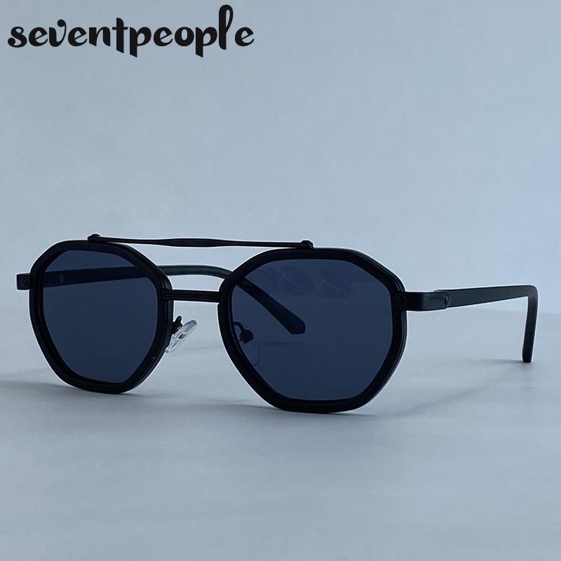 Classic Steampunk Octagon Sunglasses Women  Luxury Brand Vintage Polygon Double Beam Sun Glasses For Ladies Punk Eyewear