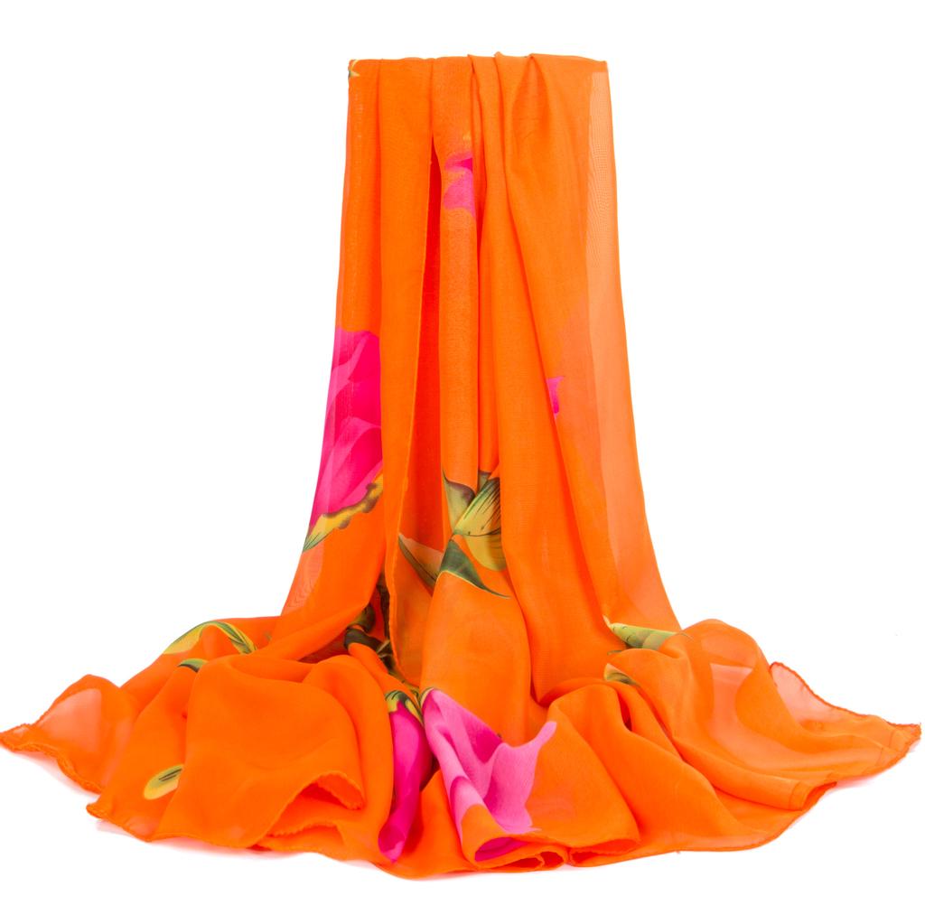 Extra Large Chiffon Printed Scarf White Shawl Dual-purpose Women's Korean Version Autumn and Winter Long Scarf Beach Towel for Women