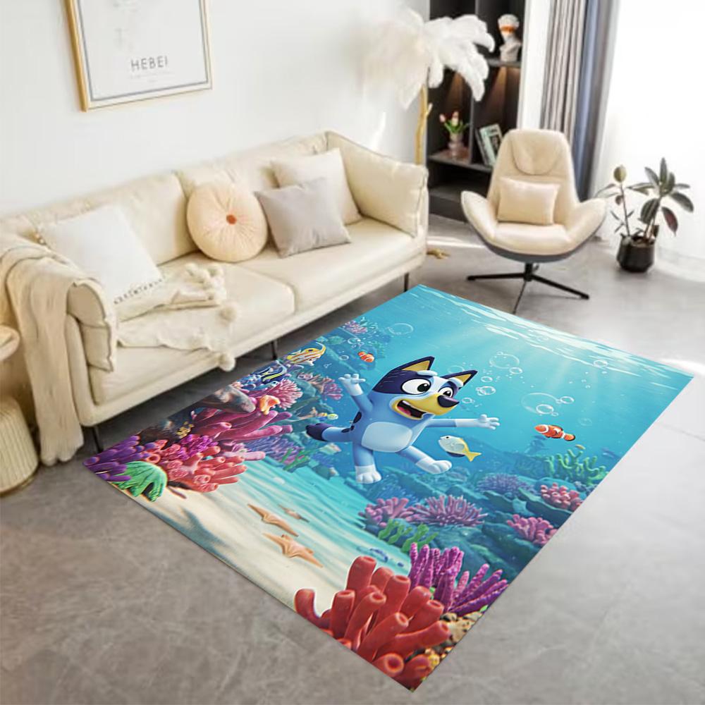 Bluey Friends Adventure Floor Mat Design for Balcony Outdoor Bedrooms Hallway Anti-slip Rug Office Home Decor Birthday/Christmas Gift