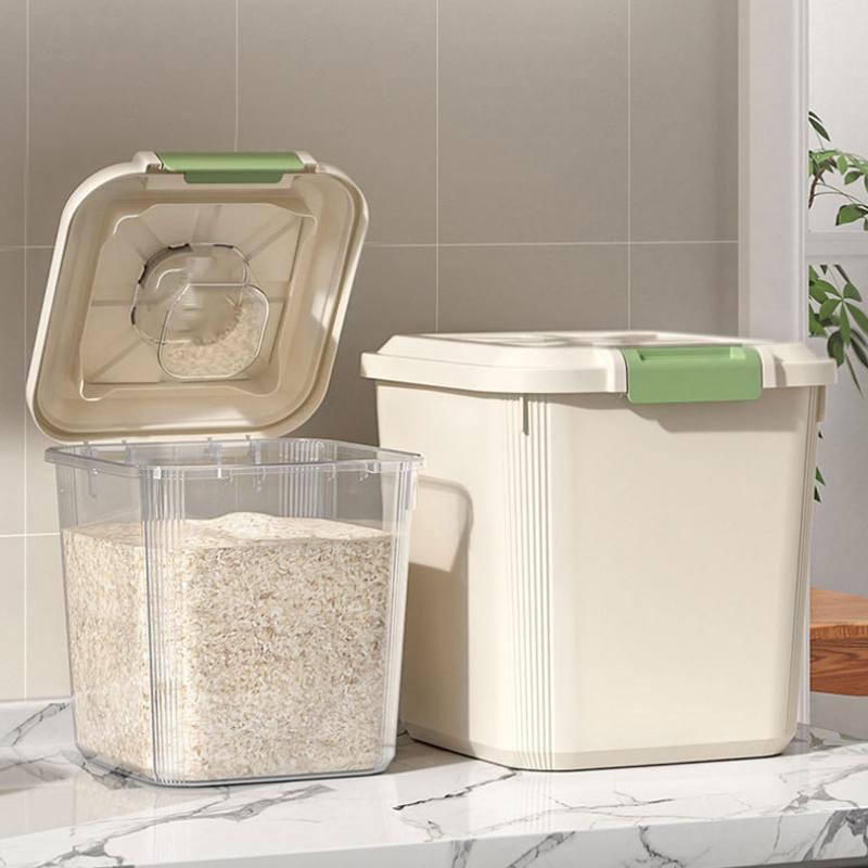 5/10/15Kg Rice Container Rice Storage Box Sealed Cereal Dispenser Insect Proof Pet Food Container Kitchen Organizer