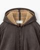 THEENDQUESTION Hooded Shearling Jumper / Brown