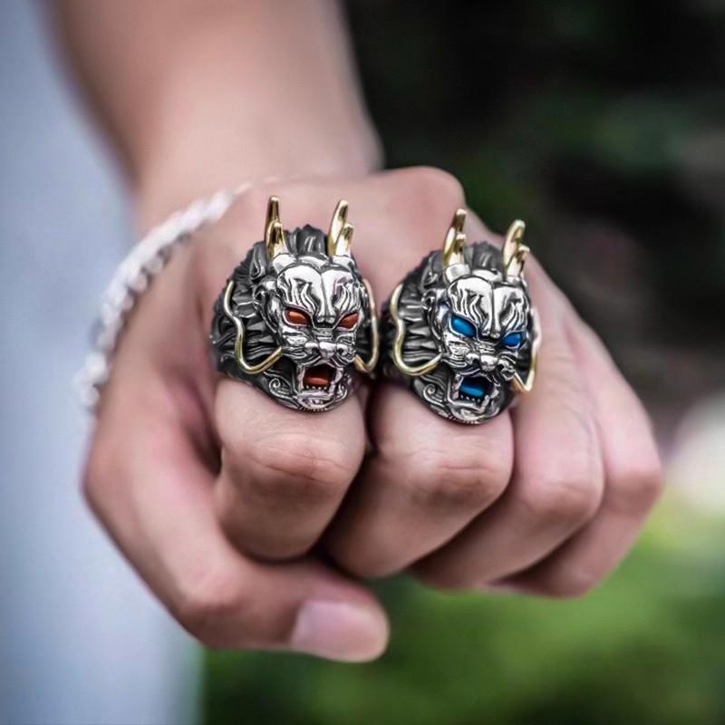 Męski Modny Retro Pierścień Boskiego Smoka – Ręcznie Robiony, Luksusowy Dodatek na Palec Wskazujący