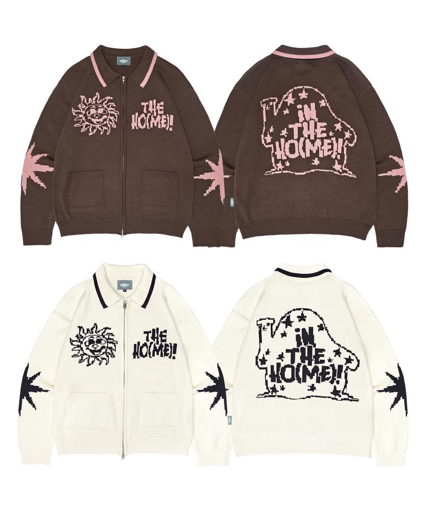 VIDEO JOCKEY Star'S House Cowichan Knit Zip-Up [Ivory]