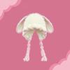 Fuzzy Texture Earflap Beanie Hat Braided Tassels Plush Winter Hat Bunny Ear Hat  Autumn Wear