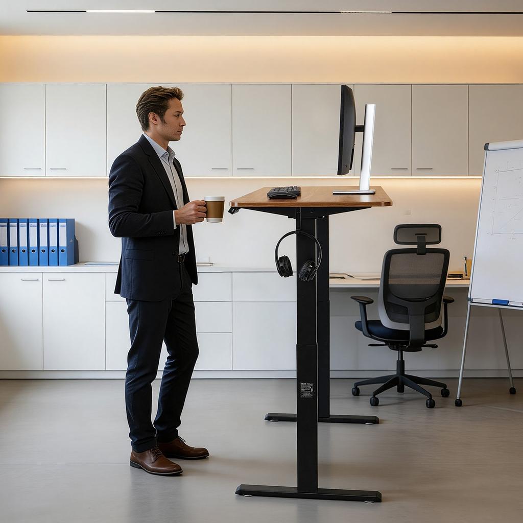 Standing Desk Frame Dual Motor, Electric Adjustable 104-160 Cm Extension Length, 4 Memory Height Settings, Stand Up Table Legs, Sit To Stand Desk Leg