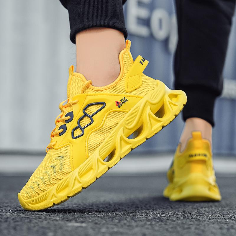 Men’s Black Yellow Sports Shoes Casual Running Shoes Students Lightweight Platform Elevator Sneakers Shoes Over Sized 46 47