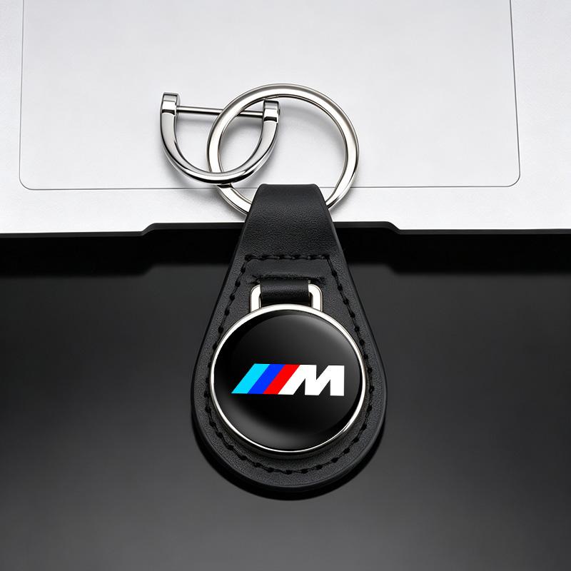 Metal Leather Car Emblem Keychain Keyring Key Ring Pendant For BMW M E46 E90 E60 F30 G20 X1 X2 X3 X4 X5 X6 X7 i3 i4 i5 i7 M2 G30 cwsh87