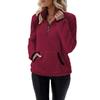 Women Half Zip Pocket Plush Hoodie Autumn Winter