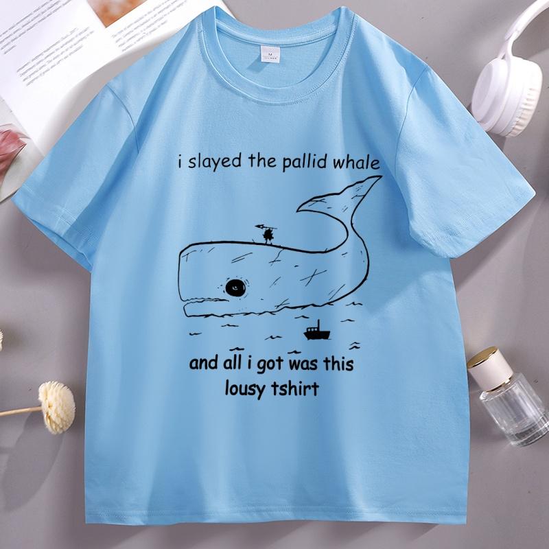 Limbus Company Whale Tshirt Unisex WOMEN Printed Short Sleeve Tshirt Casual Round Neck High Quality Tee Shirt Streetwear Tops