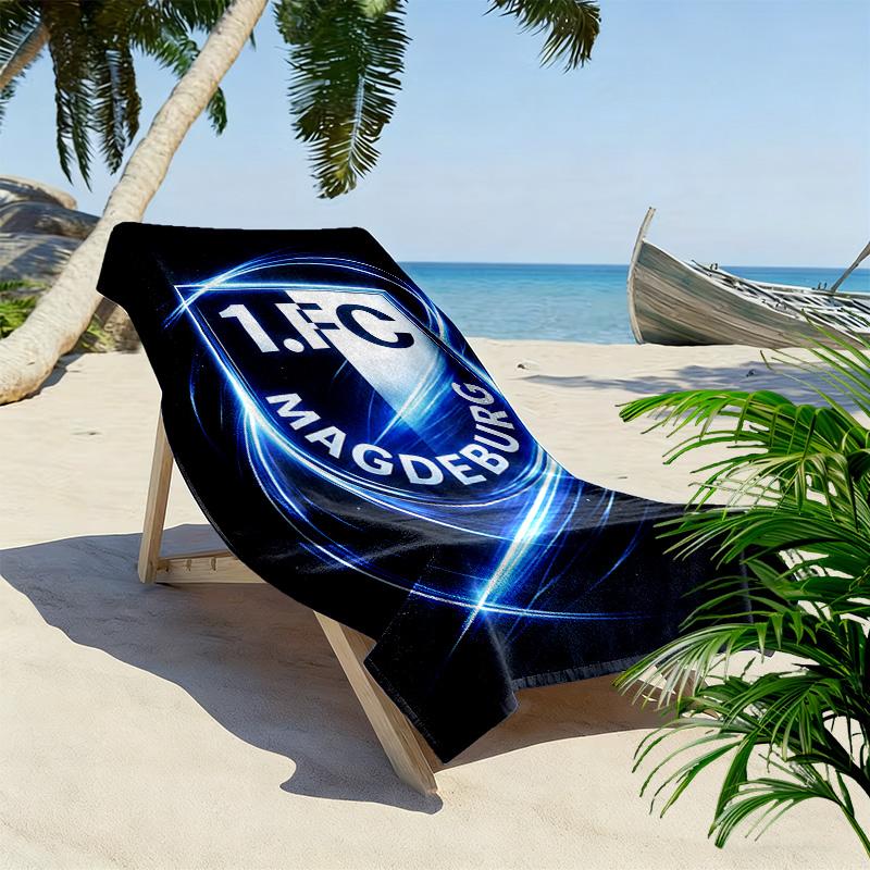 1. FC Magdeburg Print Beach Towel, Large Soft Quick Dry Towel for Beach Camping Swimming