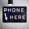 Telefon Hier Schilder Stand Wandkunst Telefon Vintage Look Schick Abgenutztes Schild Lustige Deko Blechschilder Poster Plakette