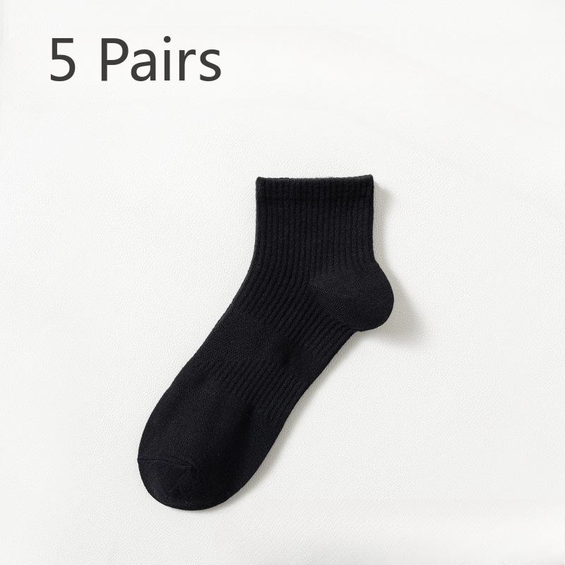 5 Pairs of Men's Spring and Autumn Pure Cotton Sports Deodorizing Running Socks