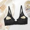 Sexy Black Lace Underwear for Women, Small Chest Push-up Bra To Prevent Sagging and Reduce Breast Size